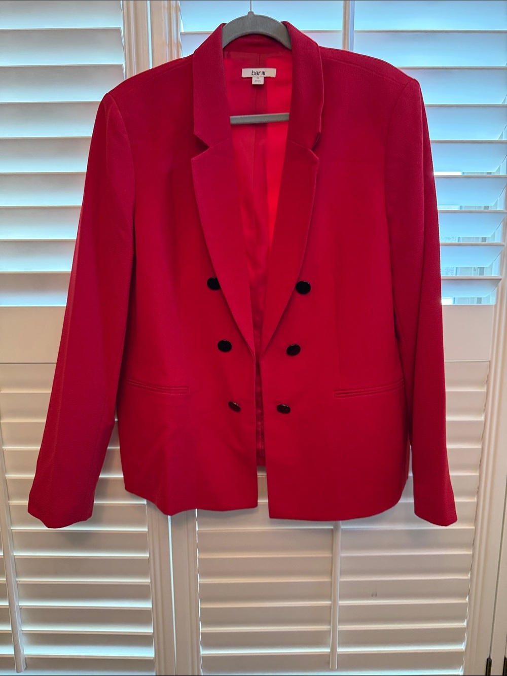 Bar III Bright Red Double-Breasted Tailored Blazer